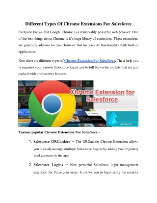 Different Types Of Chrome Extensions For Salesforce