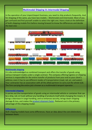 Multimodal Shipping Vs Intermodal Shipping