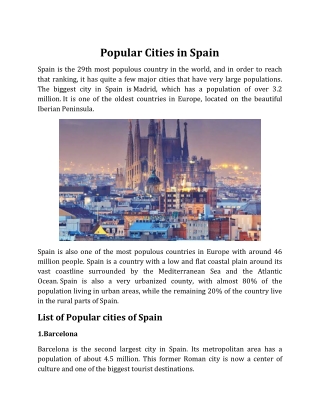 Popular Cities in Spain