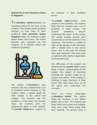 Urging for A level chemistry tuition in Singapore