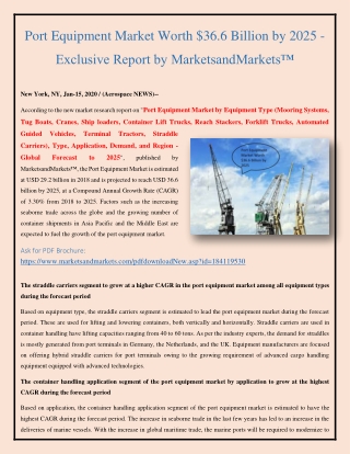 Port Equipment Market Boost with 3.30% from 2018 to 2025