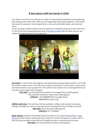 8 best places with live bands in Delhi