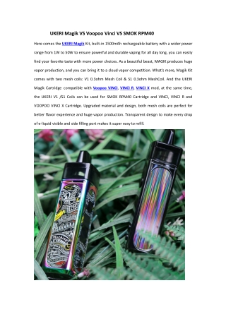 UKERI Magik VS Voopoo Vinci X &SMOK RPM80