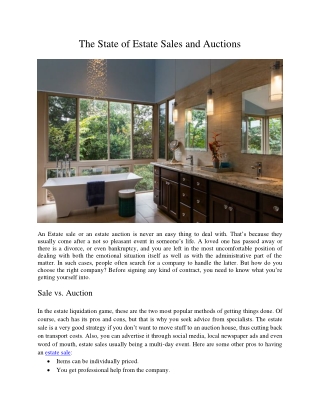The State of Estate Sales and Auctions