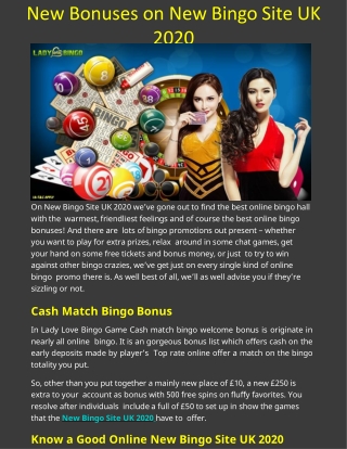 New Bonuses on New Bingo Site UK 2020