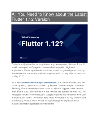 All You Need to Know about the Latest Flutter 1.12 Version