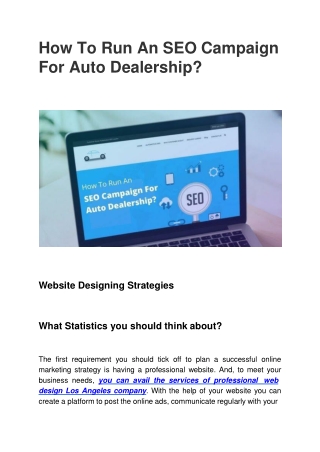 How To Run An SEO Campaign For Auto Dealership?