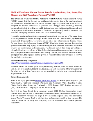 Medical Ventilator Market Analysis, Market Growth and Dynamics | Forecast to 2023