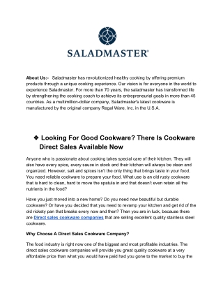 Looking For Good Cookware? There Is Cookware Direct Sales Available Now