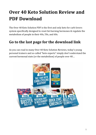 Over 40 Keto Solution PDF Review and Download