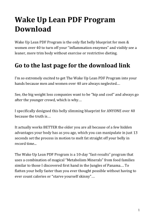 Wake Up Lean PDF Program Download