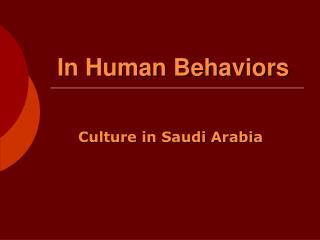 In Human Behaviors
