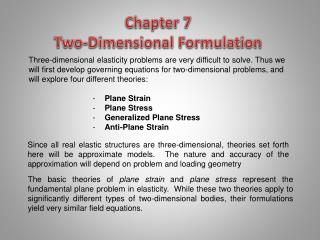 Chapter 7 Two-Dimensional Formulation