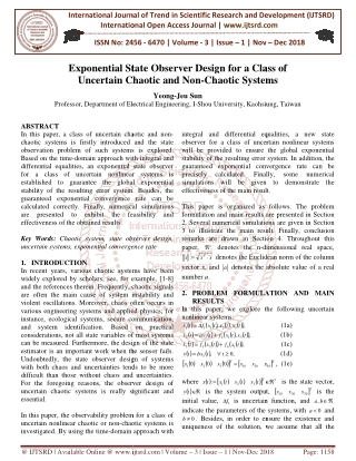 Exponential State Observer Design for a Class of Uncertain Chaotic and Non Chaotic Systems