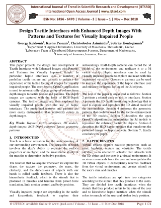 Design Tactile Interfaces with Enhanced Depth Images With Patterns and Textures for Visually Impaired People