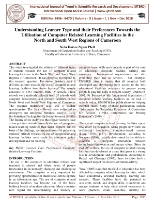 Understanding Learner Type and their Preferences Towards the Utilisation of Computer Related Learning Facilities in the