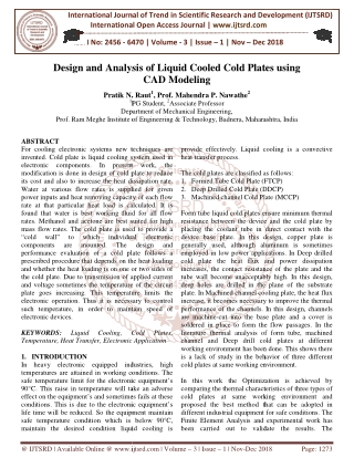 Design and Analysis of Liquid Cooled Cold Plates using CAD Modeling