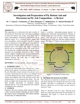 Investigaton and Preparation of Fly Bottom Ash and Discussion on Fly Ash Composition - A Review