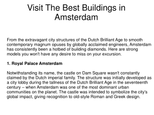 Visit The Best Buildings in Amsterdam