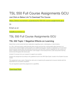 TSL 550 Full Course Assignments GCU