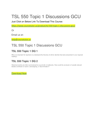 TSL 550 Topic 1 Discussions GCU