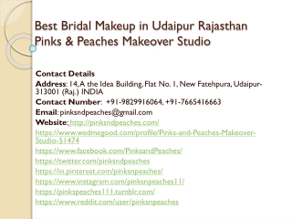 Best Bridal Makeup in Udaipur Rajasthan Pinks & Peaches Makeover Studio