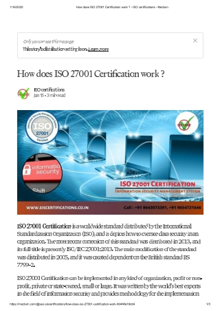 How does ISO 27001 Certification work ?