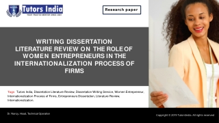 Dissertation Writing Literature Review on the Role of Women Entrepreneurs – Tutorsindia.com for MyDissertationHelp