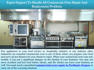 Expert Support To Handle All Commercial Oven Repair And Replacement Problems