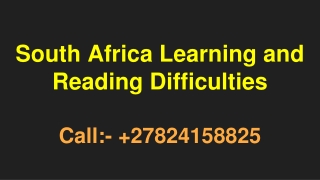 South Africa Learning and Reading Difficulties