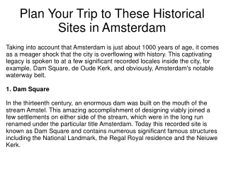 Plan Your Trip to These Historical Sites in Amsterdam