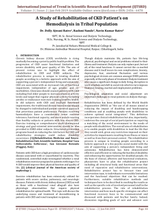 A Study of Rehabilitation of CKD Patient's on Hemodialysis in Tribal Population