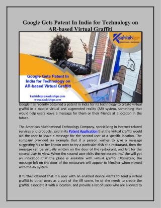 Google Gets Patent In India for Technology on AR-based Virtual Graffiti