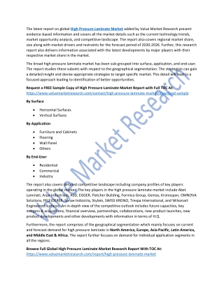 High Pressure Laminated Market 2026 Research Report| Industry Size & Share