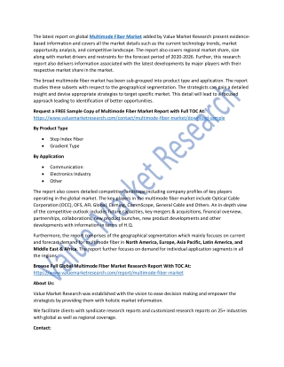 Multimode Fiber Market Report 2019-2026 | Latest Trend, Growth & Forecast