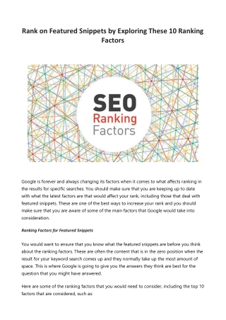 Rank on Featured Snippets by Exploring These 10 Ranking Factors