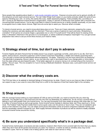 8 Test and Tried Tips For Funeral Planning