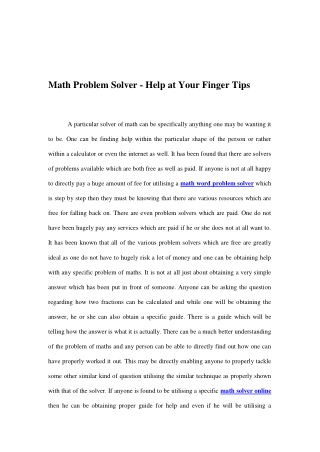 Math Problem Solver - Help at Your Finger Tips