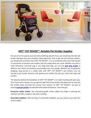 HPZ™ PET ROVER™: Reliable Pet Stroller Supplier