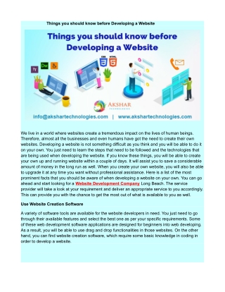 Things you should know before Developing a Website