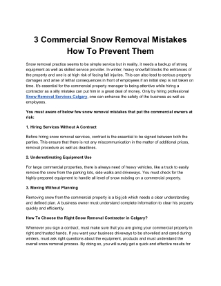 3 Commercial Snow Removal Mistakes How To Prevent Them