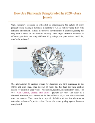 How Are Diamonds Being Graded In 2020 - Aura Jewels
