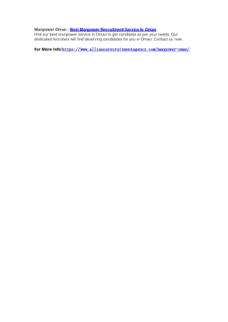 Manpower Oman - Best Manpower Recruitment Service In Oman