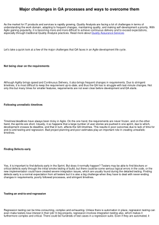 Major challenges in QA processes and ways to overcome them