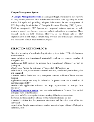 Selection methodology oF Campus Management System