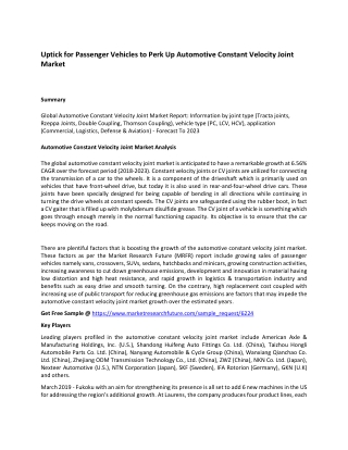 Automotive Constant Velocity Joint Market