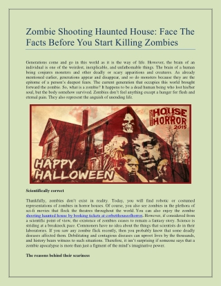 Zombie Shooting Haunted House: Face The Facts Before You Start Killing Zombies