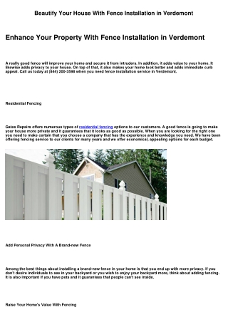 Spruce up Your Home With Fence Installation in Verdemont