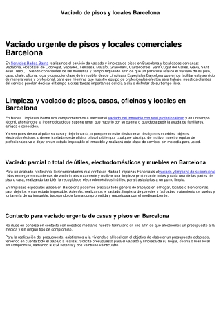 Vaciado de pisos y locales Barcelona