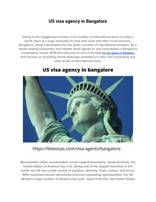 US visa agency in Bangalore
